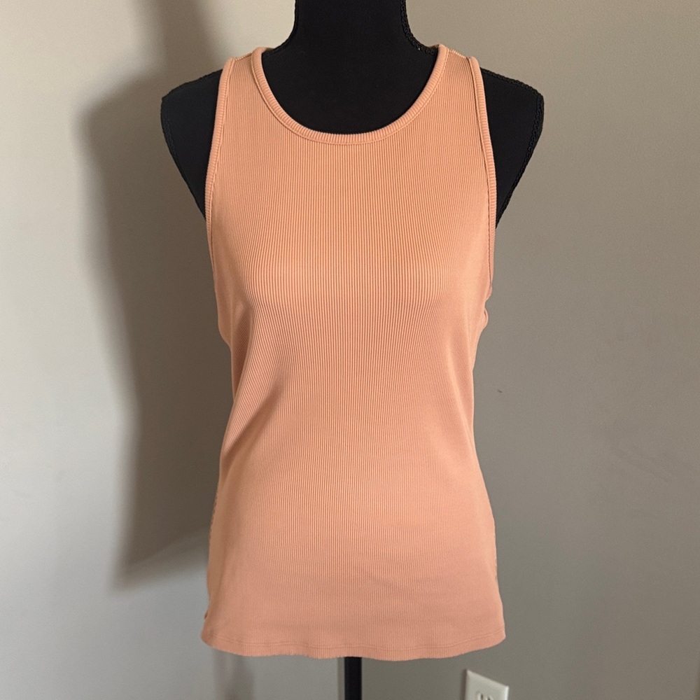 White House Black Market Peach Ribbed Tank Top
